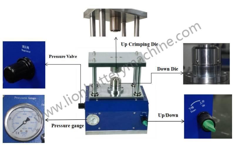 pneumatic crimper for coin cell